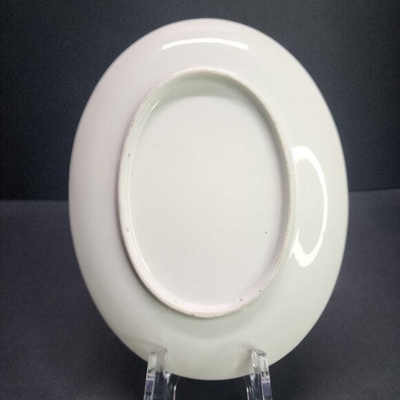 Vintage Porcelain Oval Christmas Angel Decorative Plate 9'' Gold Rimmed - Picture 5 of 7